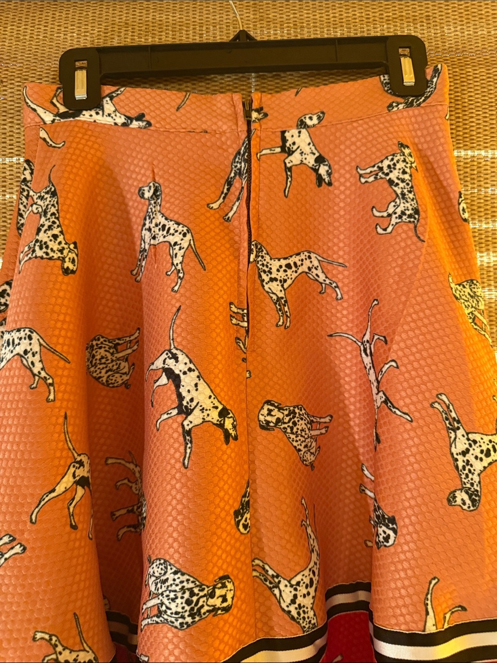 Anthropology Hutch Orange and Red Dalmatian Print Circle Skirt - Picture 5 of 8
